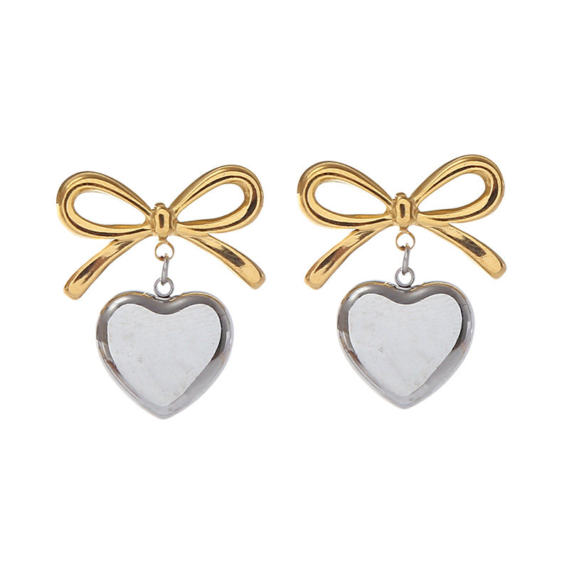 Wholesale Simple and Fashionable Love Bow Light Luxury Style High-end Metal Earrings